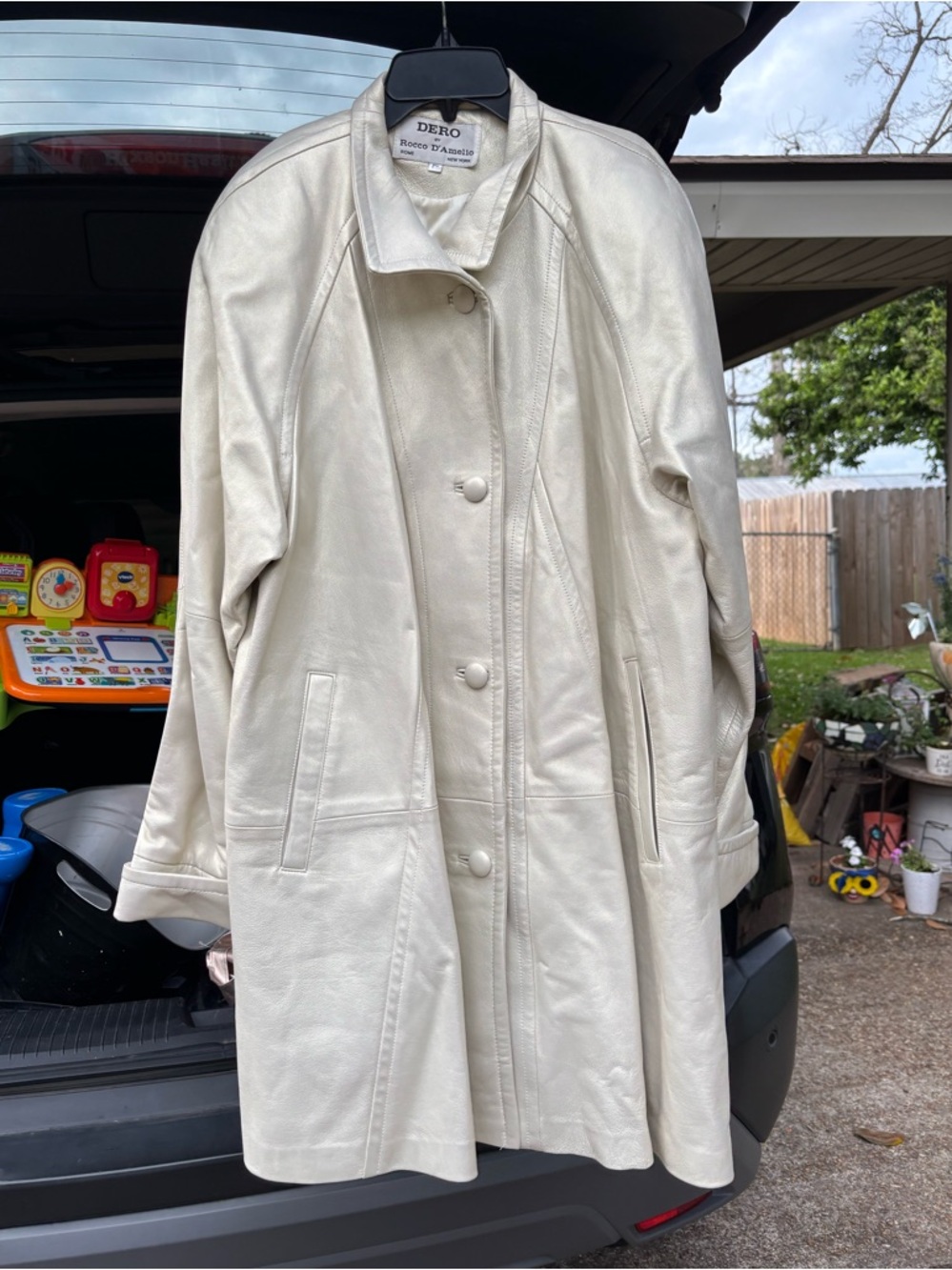 Vintage Dero by Rocco D'Amelio Leather Trench Coat Duster Soft Lambskin crème